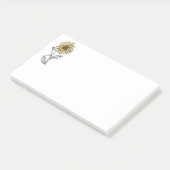 植物性の水彩美意識ラインのアートサンフラワー ポストイット (アングル)