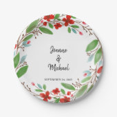 植物性の水彩花の花婿結婚の ペーパープレート (正面)
