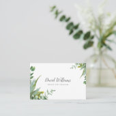 植物性の水色の緑の葉 名刺 (スタンド正面)