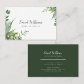 植物性の水色の緑の葉 名刺 (正面/裏面)