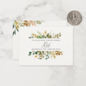 植物性の水色の緑の金ゴールド秋モダン応答 ノートカード (正面/裏面インサイチュ)