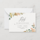 植物性の水色の緑の金ゴールド秋モダン応答 ノートカード (裏面)