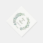 植物性の水葉色の新郎新婦結婚の スタンダードカクテルナプキン (角)