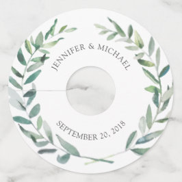 植物性の水葉色の新郎新婦結婚の ワイングラスタグ