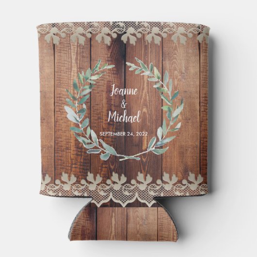 植物性の水葉色の素朴な木結婚の 缶クーラー