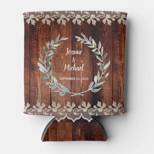 植物性の水葉色の素朴な木結婚の 缶クーラー (正面)