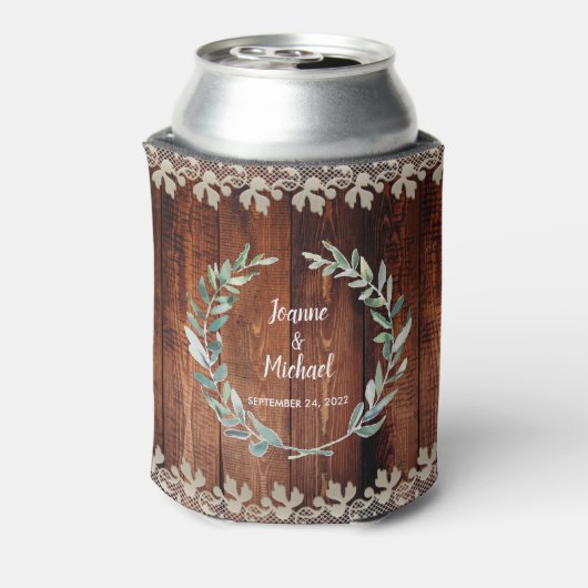 植物性の水葉色の素朴な木結婚の 缶クーラー