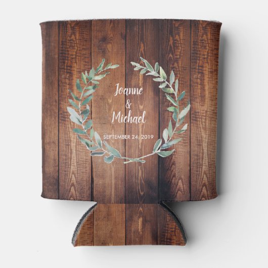 植物性の水葉色の素朴な木結婚の 缶クーラー (正面)