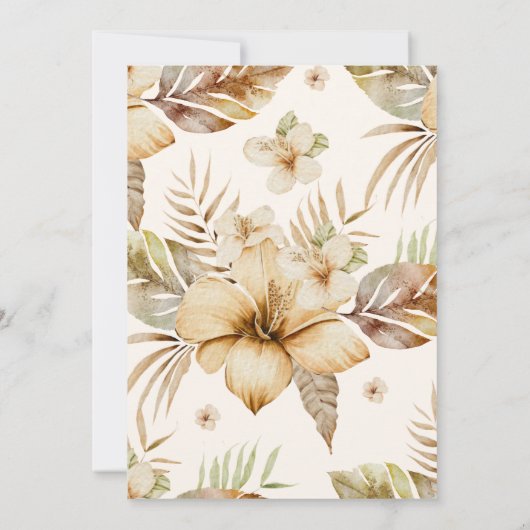 植物性の熱帯フローラの赤ちゃんシャワー 招待状 (裏面)