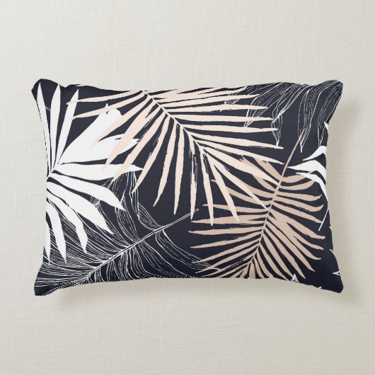 植物性の熱帯植物の葉：ヴィンテージグラフィック アクセントクッション (正面)