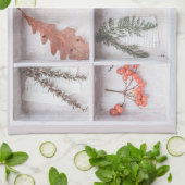 植物性の白い影のボックス、花葉のシダ キッチンタオル (折り畳み)