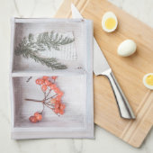 植物性の白い影のボックス、花葉のシダ キッチンタオル (四つ折り)