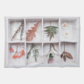 植物性の白い影のボックス、花葉のシダ キッチンタオル (横)
