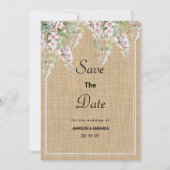 植物性の素朴なアイボリーピンクミントフローラザデイトを保存 招待状 (正面)