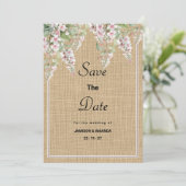 植物性の素朴なアイボリーピンクミントフローラザデイトを保存 招待状 (スタンド正面)