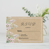 植物性の素朴なアイボリーピンクミントフローラRSVP 招待状 (スタンド正面)