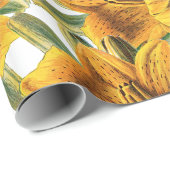 植物性の素朴なオレンジグリーンリリートレンディーフローラ ラッピングペーパー (ロールコーナー)