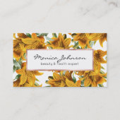 植物性の素朴なオレンジグリーンリリートレンディーフローラ 名刺 (正面)