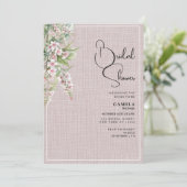 植物性の素朴なピンクのミントフローラブライダルシャワー 招待状 (スタンド正面)