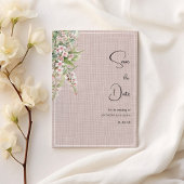 植物性の素朴なピンクのミントフローラ日付を保存 招待状