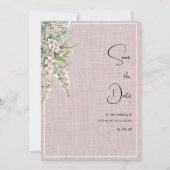 植物性の素朴なピンクのミントフローラ日付を保存 招待状 (正面)