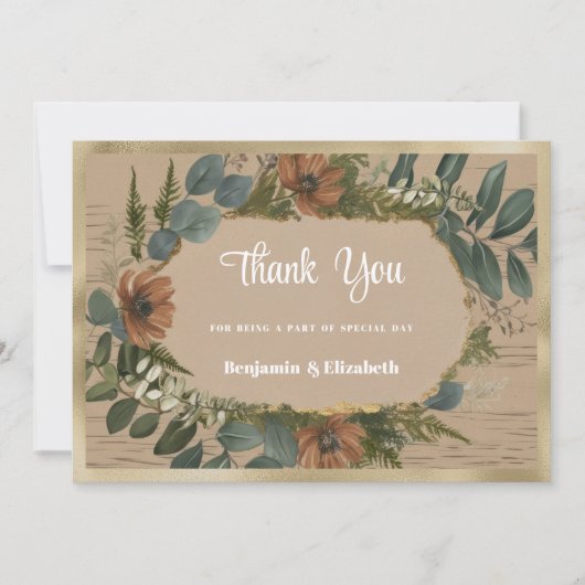 植物性の素朴な森のフローラありがとう 招待状 (正面)