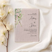 植物性の素朴な赤面ピンクのミント結婚フローラ 招待状