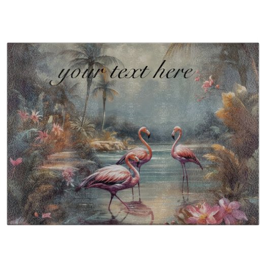 植物性の絵を描フラミンゴのカスタマイズ カッティングボード (正面)