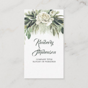 植物性の緑と白い牡丹ガーランドガーデン 名刺