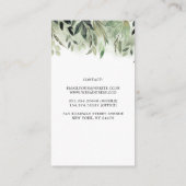 植物性の緑と白い牡丹ガーランドガーデン 名刺 (裏面)