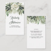 植物性の緑と白い牡丹ガーランドガーデン 名刺 (正面/裏面)