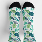 植物性の緑と白の葉柄 ソックス (上部)