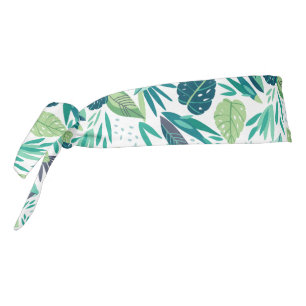 植物性の緑と白の葉柄 タイヘッドバンド