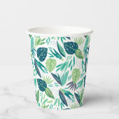 植物性の緑と白の葉柄 紙コップ (裏面)