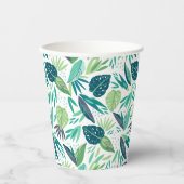 植物性の緑と白の葉柄 紙コップ (正面)