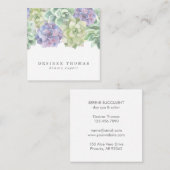 植物性の緑と紫の水色の多肉植物 スクエア名刺 (正面/裏面)