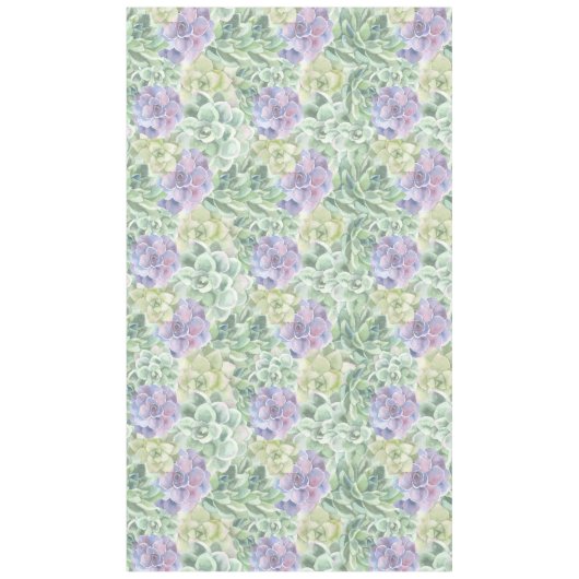 植物性の緑と紫の水色の多肉植物 テーブルクロス (正面)