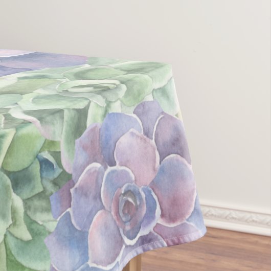 植物性の緑と紫の水色の多肉植物 テーブルクロス (インサイチュ)