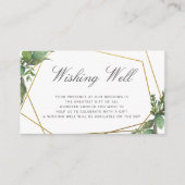 植物性の緑と金ゴールドの幾何学願い エンクロージャーカード (正面)