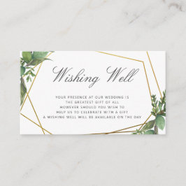 植物性の緑と金ゴールドの幾何学願い エンクロージャーカード