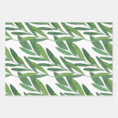 植物性の緑のギフトラップ – 3デザインセット ラッピングペーパーシート (正面3)