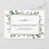 植物性の緑のクリスマスウェディングレセプションセンター エンクロージャーカード (正面)