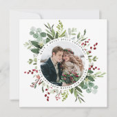 植物性の緑のクリスマスフォト広場 シーズンカード (正面)
