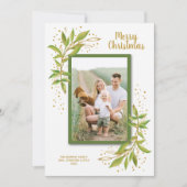 植物性の緑のクリスマスフォト シーズンカード (正面)