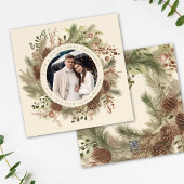 植物性の緑のクリスマス写真の黒い広場 シーズンカード