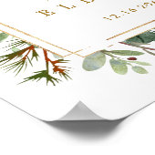 植物性の緑のクリスマス結婚金ゴールドの歓迎 ポスター (角)