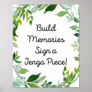 植物性の緑のサイン – ビルドメモリのサインjenga ポスター