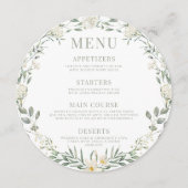 植物性の緑のフローララウンドメニューカードプレート メニュー (正面)
