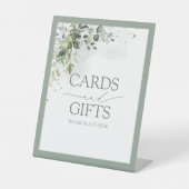 植物性の緑のフローラ水色結婚の贈り物 台座サイン (正面)