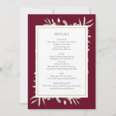 植物性の緑のブルゴーニュ結婚ーの全てが一つになった 招待状 (裏面)